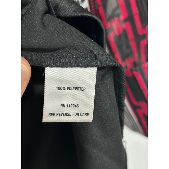 Sami & Jo Blouse Black Tank Top Attached Red White Chain Print Jacket Long Sz S - Picture 6 of 10